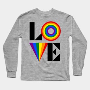 Retro LOVE LGBTQIA Rainbow Flag Long Sleeve T-Shirt